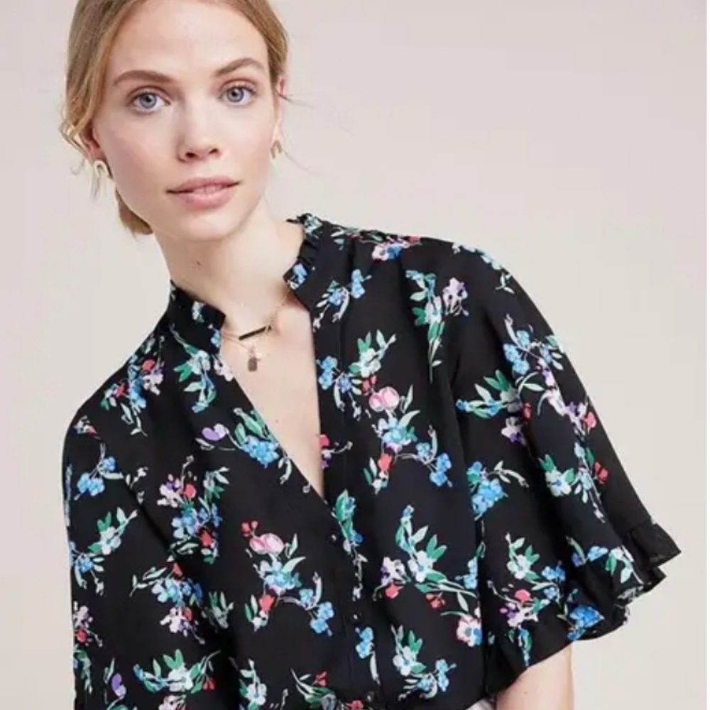 Anthropologie Maeve Aveiro Flutter-sleeved Buttondown size XS - Picture 7 of 11